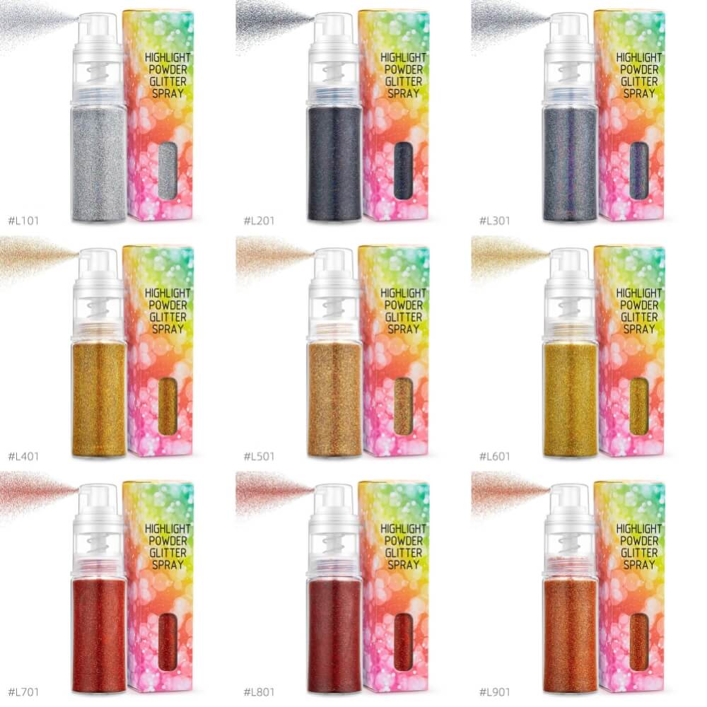 26 color highlight powder glitter spray for body face hair nail art high gloss