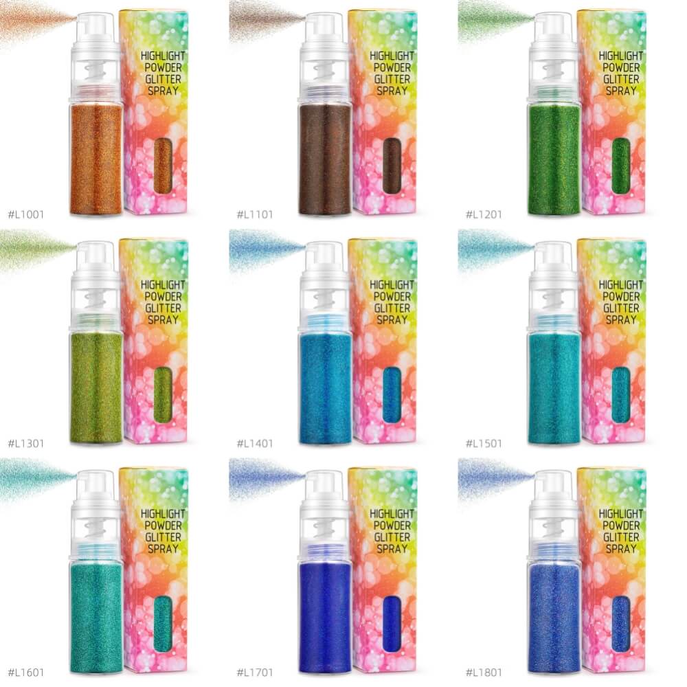 26 color highlight powder glitter spray for body face hair nail art high gloss