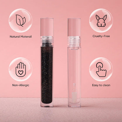 2 color lipgloss glitter black clear lip gloss lip glaze colorful shiny