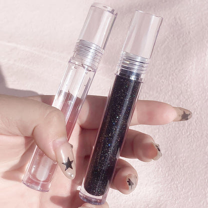 2 color lipgloss glitter black clear lip gloss lip glaze colorful shiny