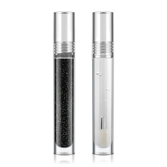 2 Color Lipgloss Glitter Black Clear Lip Gloss Shiny Lip Glaze Vegan No Logo
