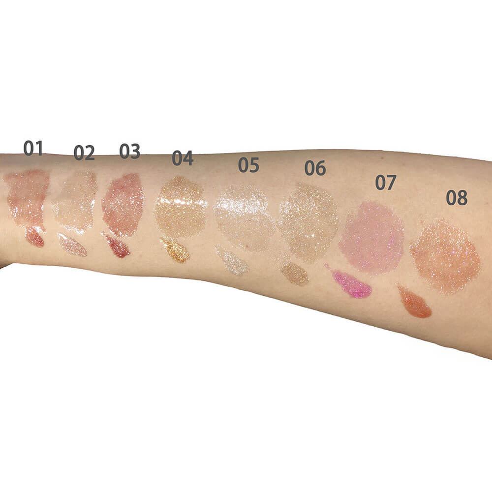 8 color glitter lip gloss shimmer lip glaze natural high pigmented moisturizing