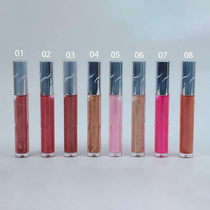 8 color glitter lip gloss shimmer lip glaze natural high pigmented moisturizing