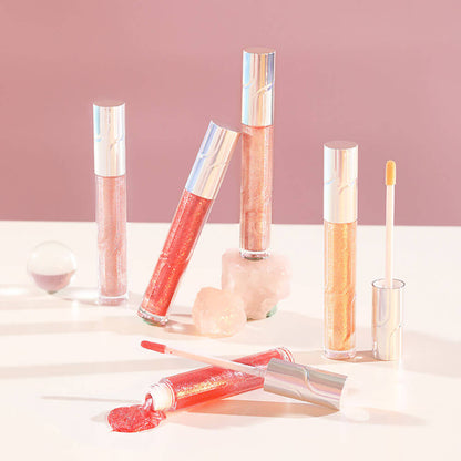 8 color glitter lip gloss shimmer lip glaze natural high pigmented moisturizing