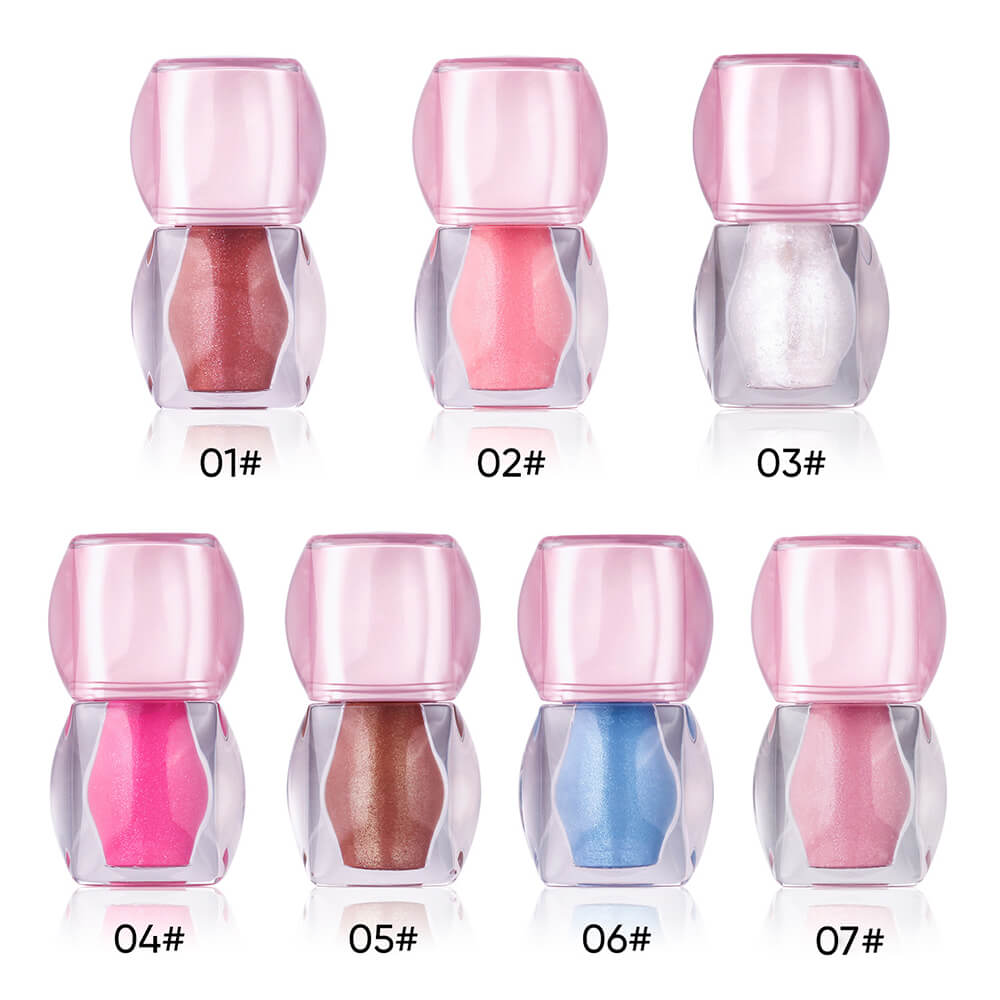 7-Color Shimmer Lip Gloss Metallic Lip Glaze Moisturizing High Pigment Vegan