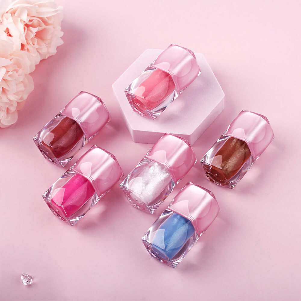 7-Color Shimmer Lip Gloss Metallic Lip Glaze Moisturizing High Pigment Vegan