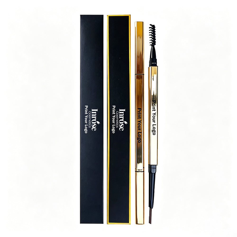 5 Color Eyebrow Pencil With Brush Waterproof Triangular Rotating Gold Tube