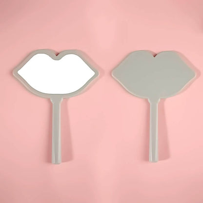7 color lip shape makeup mirror handheld portable handle mirror 16*12cm