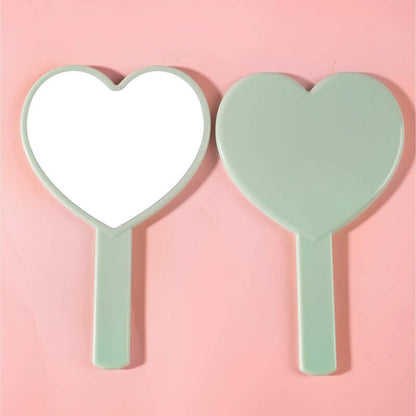 4 color heart-shaped makeup mirror love handheld portable handle mirror 16*10.5cm