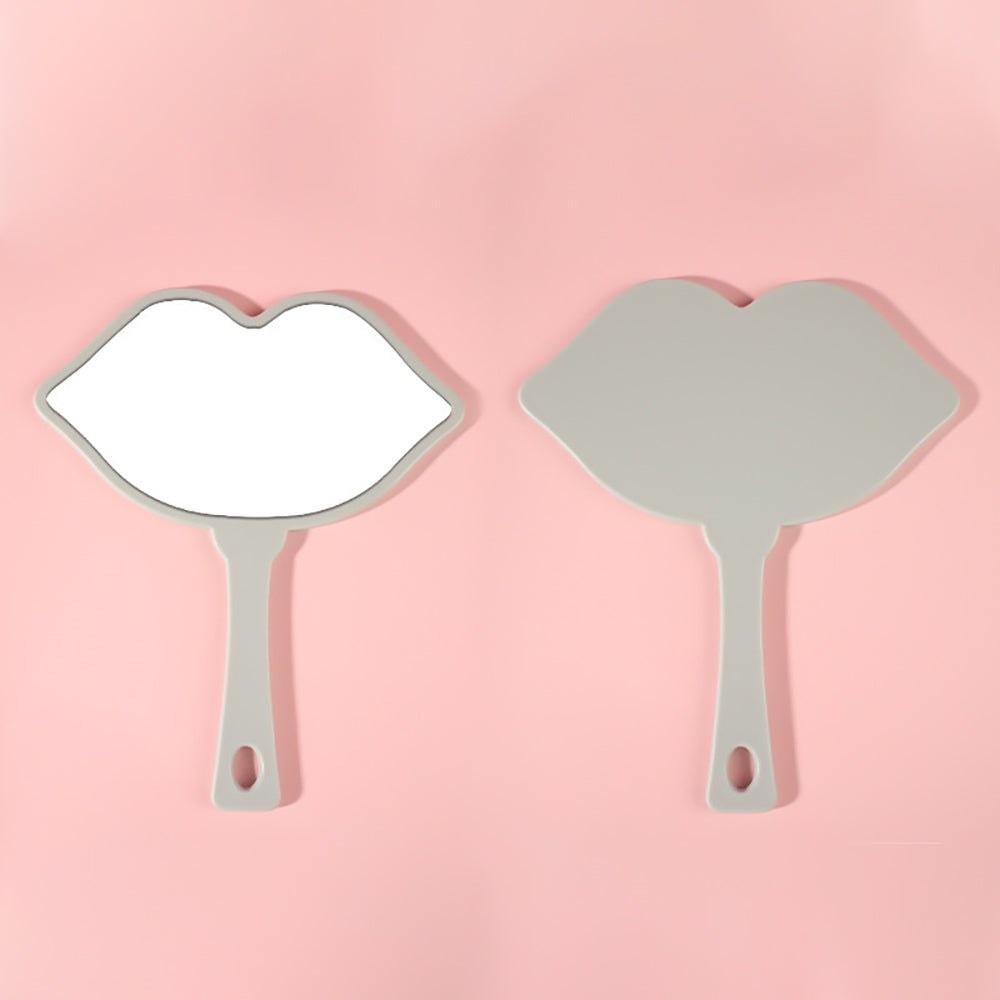 7 Color Lip Shape Makeup Mirror Handheld Portable Handle Mirror 18*21.5cm