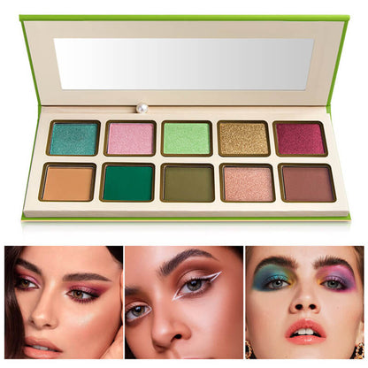 10 color eyeshadow palette green high pigmented long lasting