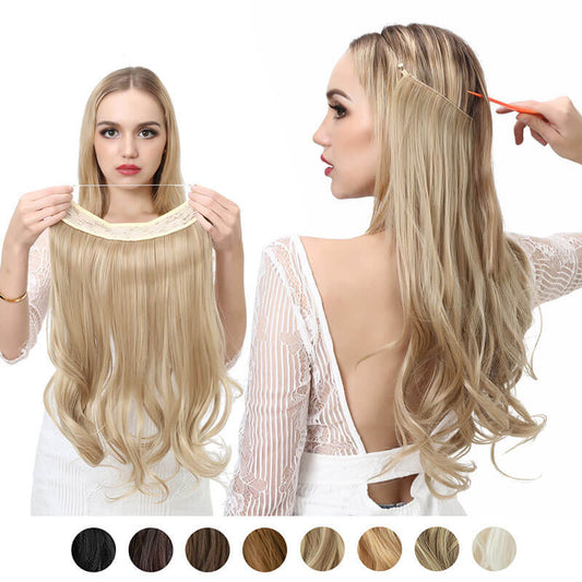 Extensions hair women wigs hair pieces fish line long curly chemical fiber
