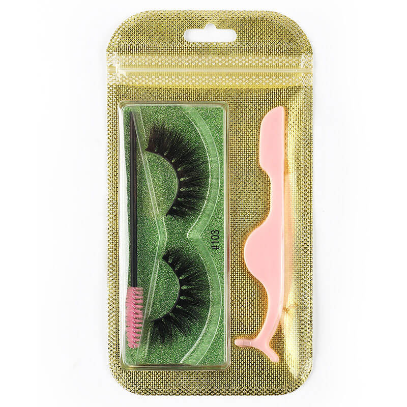 3D false eyelashes curl lashes with tweezers eyelash brush set
