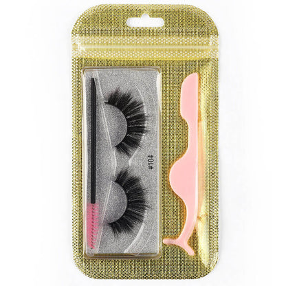 3D false eyelashes curl lashes with tweezers eyelash brush set