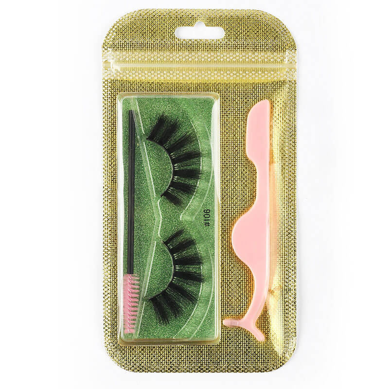3D false eyelashes curl lashes with tweezers eyelash brush set