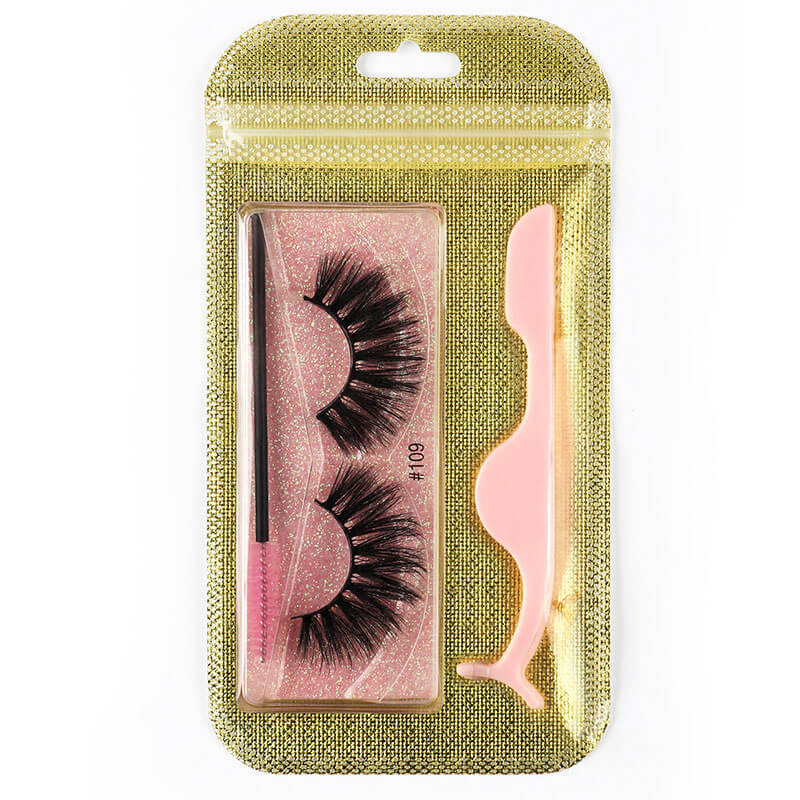 3D false eyelashes curl lashes with tweezers eyelash brush set