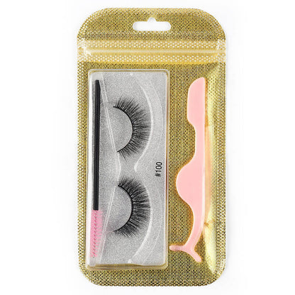 3D false eyelashes curl lashes with tweezers eyelash brush set