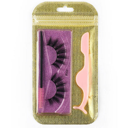 3D false eyelashes curl lashes with tweezers eyelash brush set