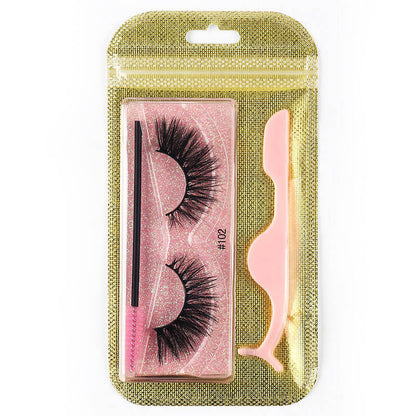 3D false eyelashes curl lashes with tweezers eyelash brush set