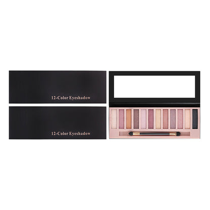 12 color eyeshadow palette matte shimmer non-smudge with brush vegan