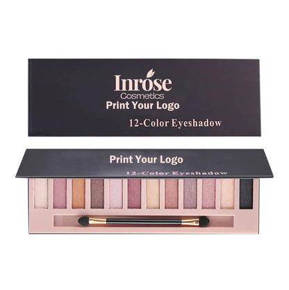 12 color eyeshadow palette matte shimmer non-smudge with brush