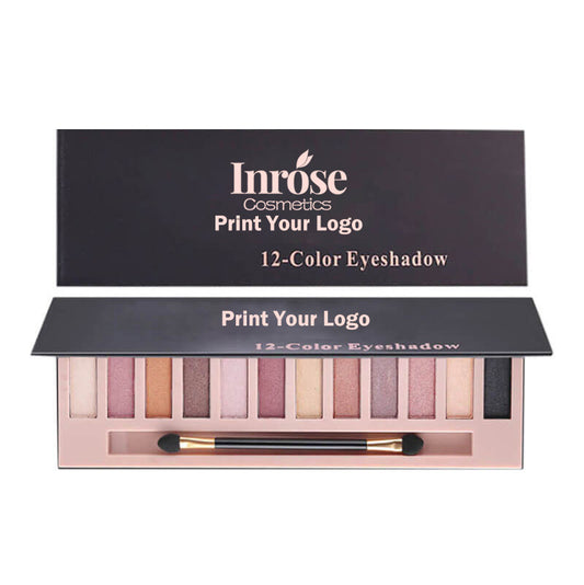 12 color eyeshadow palette matte shimmer non-smudge with brush vegan