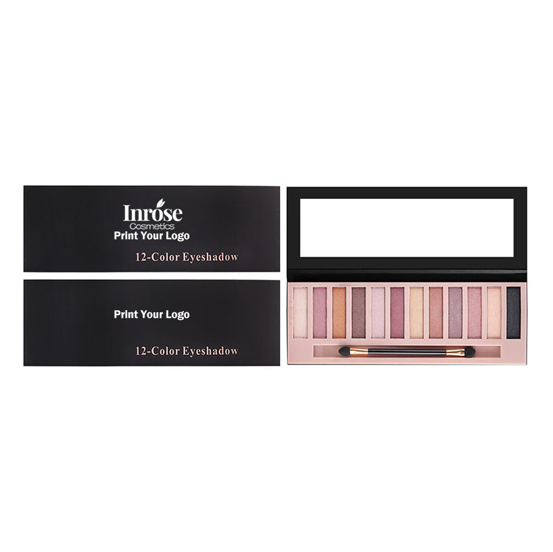 12 color eyeshadow palette matte shimmer non-smudge with brush vegan