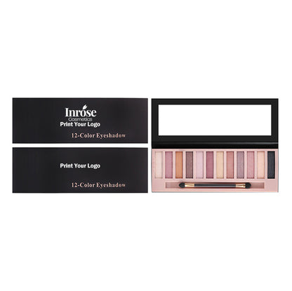 12 color eyeshadow palette matte shimmer non-smudge with brush vegan