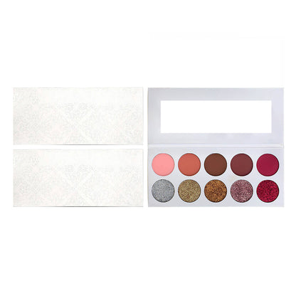 10 Color White Eyeshadow Palette Matte Glitter High Pigmented Vegan