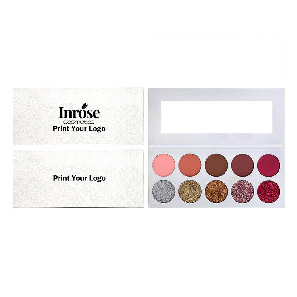 10 Color White Eyeshadow Palette Matte Glitter High Pigmented Vegan