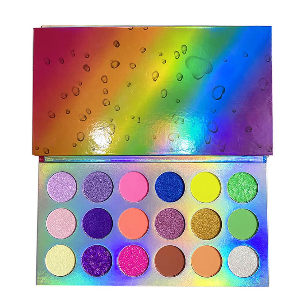 18 color eyeshadow palette luminous rainbow colorful waterproof