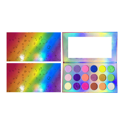 Palette de 18 fards à paupières aux couleurs lumineuses arc-en-ciel et waterproof