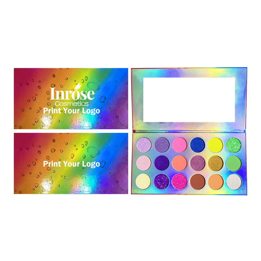 Palette de 18 fards à paupières aux couleurs lumineuses arc-en-ciel et waterproof