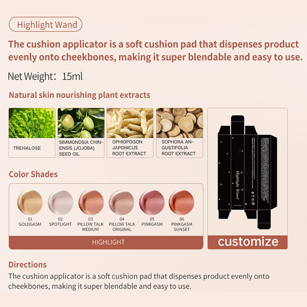 Enlumineur liquide 6 couleurs, baume scintillant, haute pigmentation