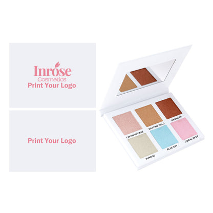 6 Color DIY Highlighter & Blush & Contour Palette Waterproof High Pigmented