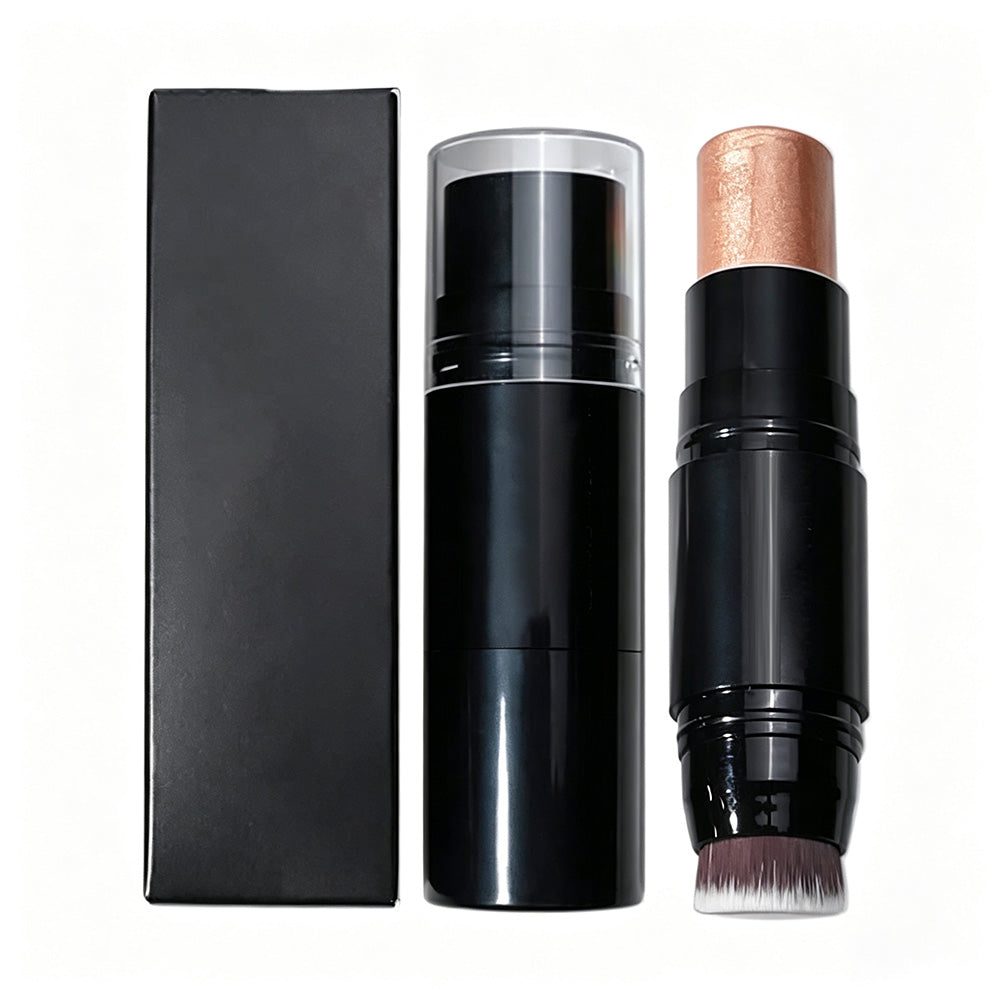 8 Color 2 In 1 Highlighter Stick With Brush Cream High Pigmented Waterproof