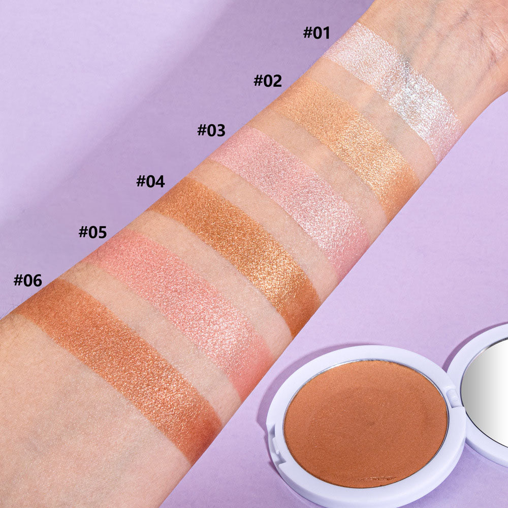 6-Color Pearlescent Highlighter Flawless Brightener Silky-Smooth Long Lasting