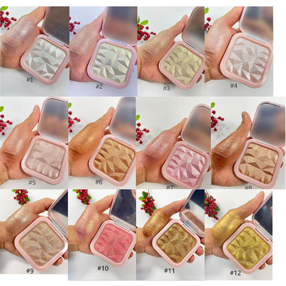 12 Color Shimmer Highlighter Pressed Powder Shiny Brighten High Pigmented