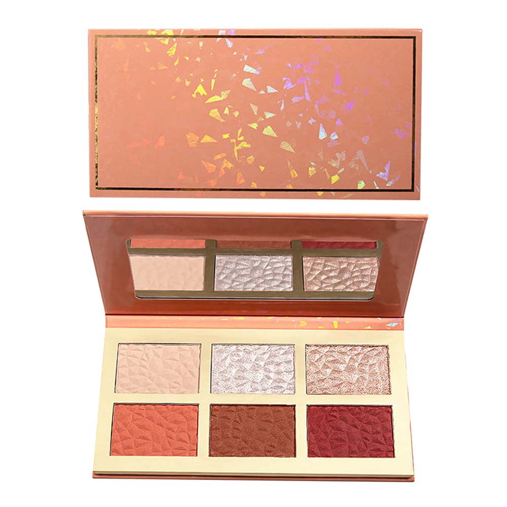 6 color highlighter & blush palette high pigmented waterproof private label