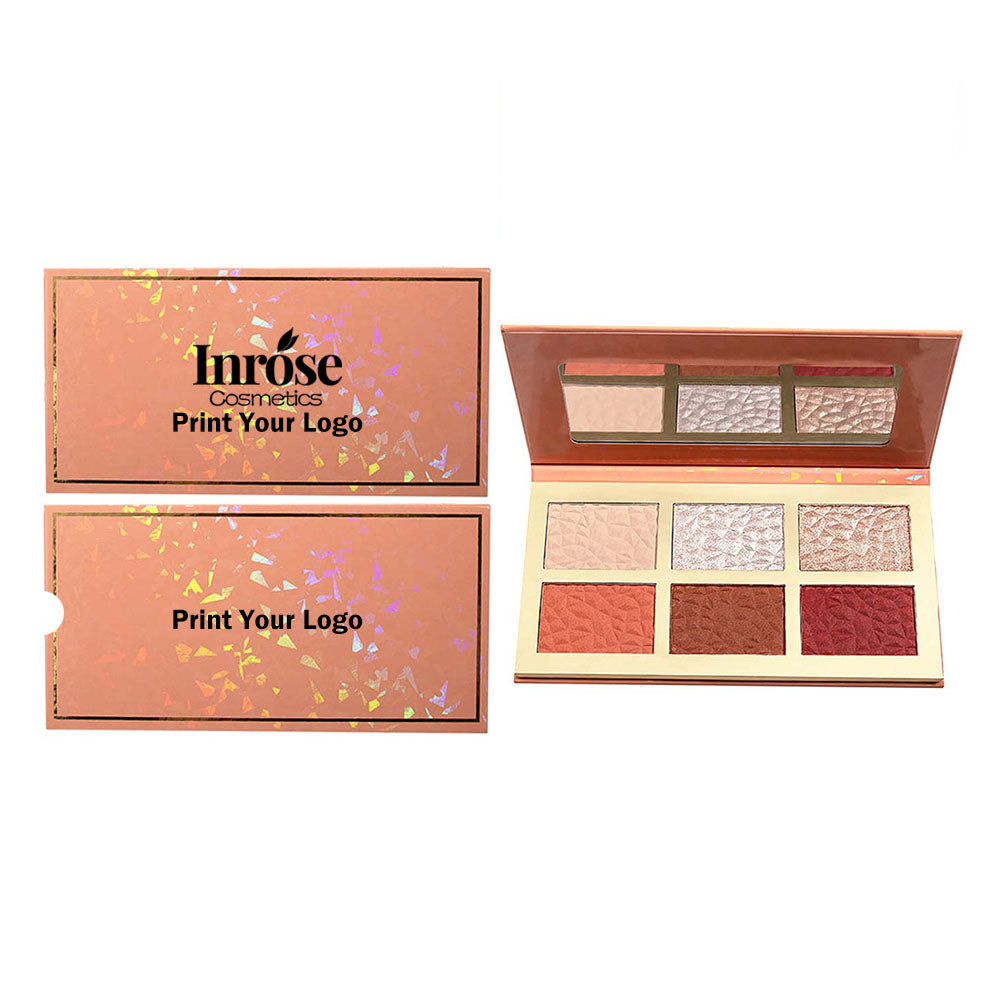 6 Color Highlighter & Blush Palette High Pigmented Waterproof Private Label