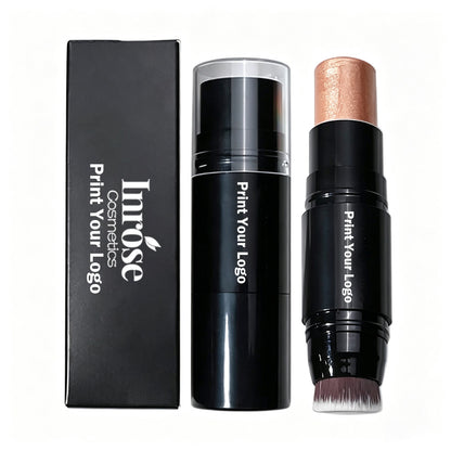 8 Color 2 In 1 Highlighter Stick With Brush Cream High Pigmented Waterproof