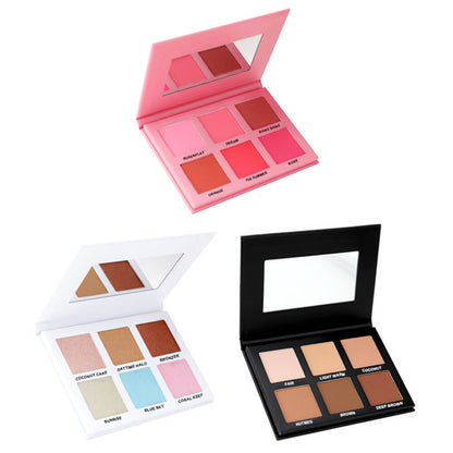 6 Color DIY Highlighter & Blush & Contour Palette Waterproof High Pigmented