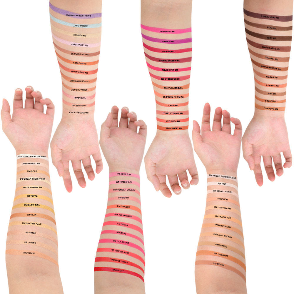 6 Color DIY Highlighter & Blush & Contour Palette Waterproof High Pigmented