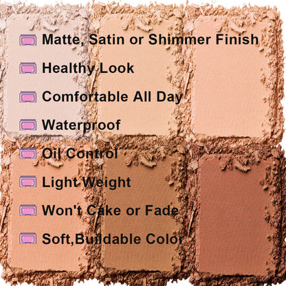 6 Color DIY Highlighter & Blush & Contour Palette Waterproof High Pigmented