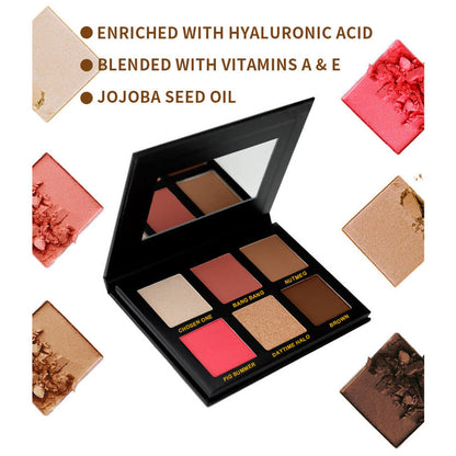 6 Color DIY Highlighter & Blush & Contour Palette Waterproof High Pigmented