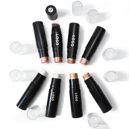 8 color 2 in 1 highlighter stick with brush cream waterproof