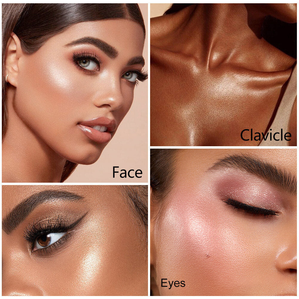 9-Shade Highlighter Compact Shimmer Soft Creamy Skin-Adhering Long Lasting