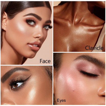 9-Shade Highlighter Compact Shimmer Soft Creamy Skin-Adhering Long Lasting