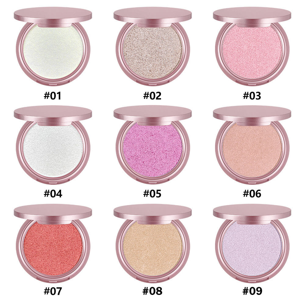 9-Shade Highlighter Compact Shimmer Soft Creamy Skin-Adhering Long Lasting