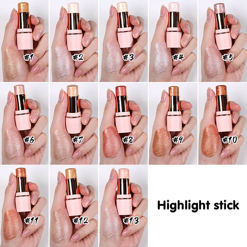 13 color highlighter stick face brightening contouring shimmer stick vegan